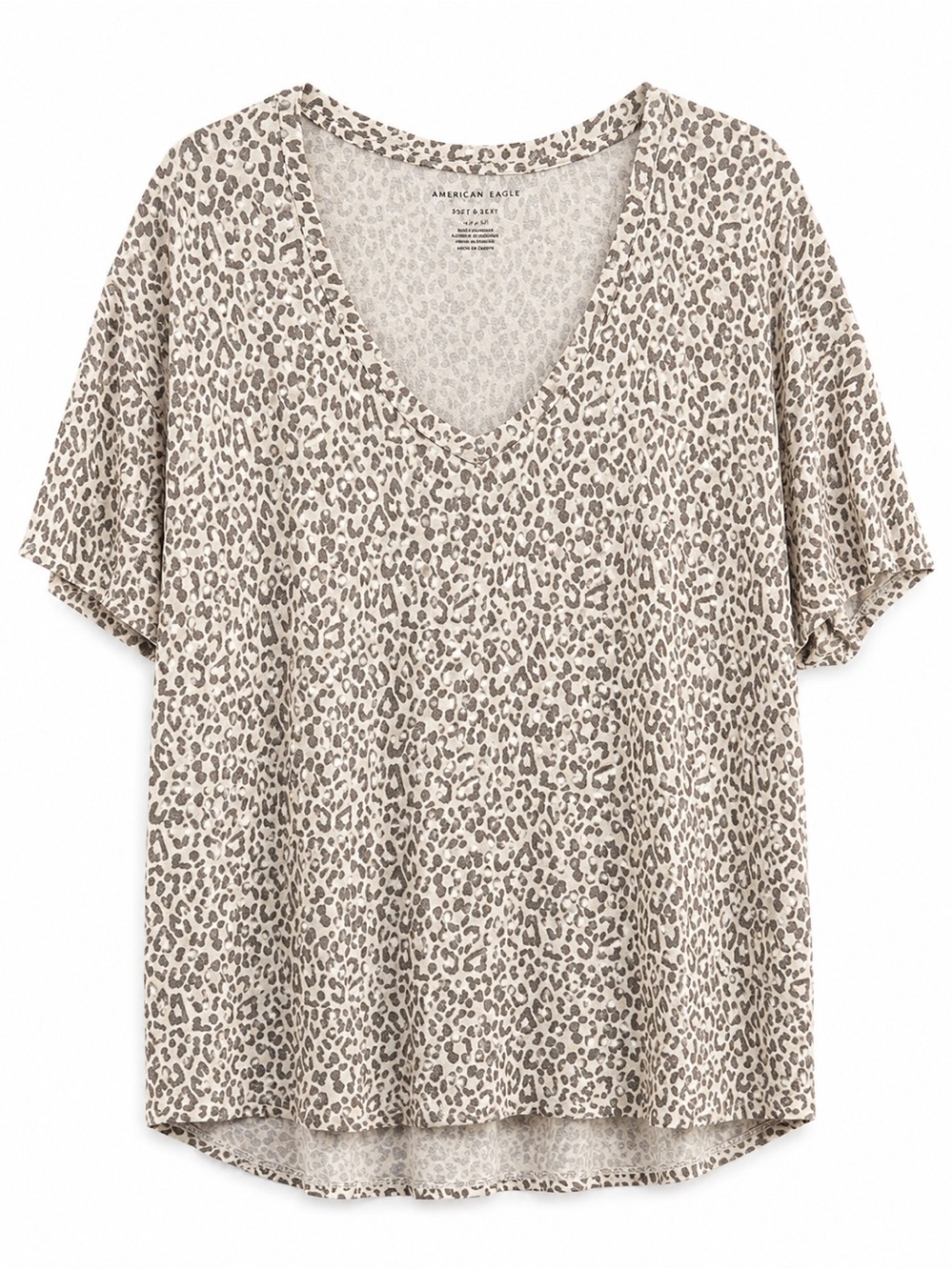 Super soft American Eagle Outfitters Taupe and Gray Leopard V-Neck Tee